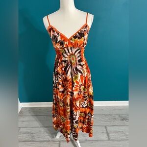 Speed Control Sundress Strappy Dress size M Floral Orange Brown